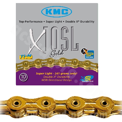 CHAINE VELO 10V. KMC X10SL 112 MAILLONS OR 241g 2.38
