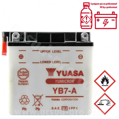 BATTERIE YUASA YB7-A 12V-8.4 Ah  ELYSEO/ELYSTAR 125