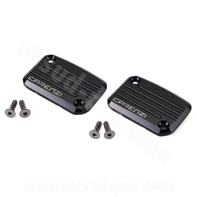BRAKE MASTER CYLINDER CAP (X2) CNC CARENZI ADAPT. YAMAHA AEROX / MBK NITRO BLACK              