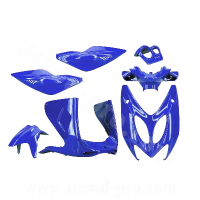 KIT CARROSSERIE ADAPT. MBK NITRO / YAMAHA AEROX BLEU METAL 1997-2012 (7 PIECES)