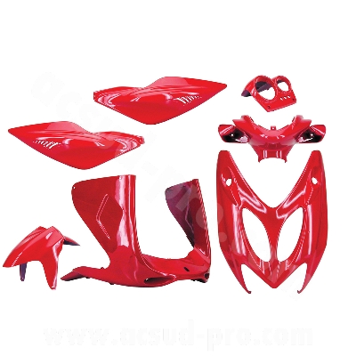 KIT CARENE 7 PEZZI CARENA NITRO / AEROX ROSSO RACING  MADE IN TAIWAN NO CINA 1997 - 2012 