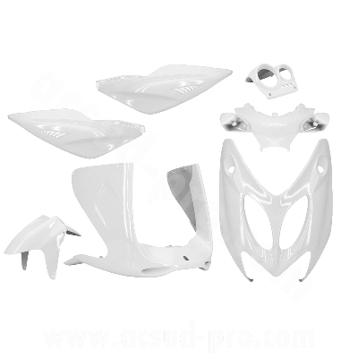 KIT CARENE 7 PEZZI CARENA NITRO / AEROX 1997 - 2012 BIANCO  MADE IN TAIWAN NO CINA