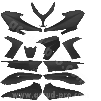 KIT CARROCERÍA ADAPTADO. YAMAHA TMAX 500CC 2008-12 NEGRO MATE (13 PIEZAS)