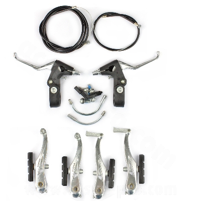 COMPLETE BRAKE SET V-BRAKE WTP FRONT AND REAR ALU + NYLON COMPOSITE (LEVERS/CALIPERS/ELBOWS)