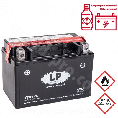 BATTERIE LP YTX9-BS 12V 8A WITHOUT MAINTENANCE ( YAMAHA XMAX 125 / 250CC )