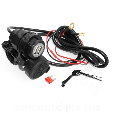 DUAL USB POWER CHARGER SOCKET FOR SCOOTER / MOTORCYCLE 12V/2.1A