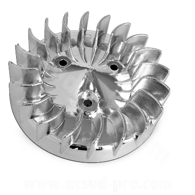 TURBINE REFROIDISSEMENT ADAPT. MBK BOOSTER / STUNT / SLIDER / OVETTO / YAMAHA BWS / NEOS ( MOTEUR MINARELLI A/C )  CHROME