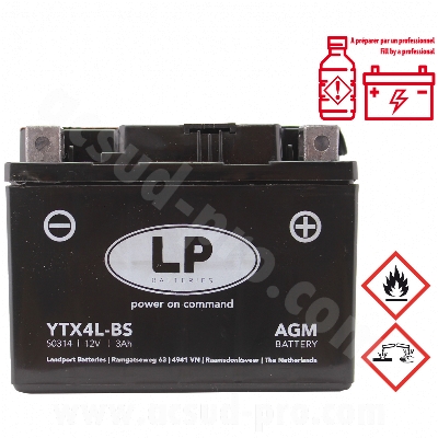 BATTERY LP YTX4L-BS 12V-3A AGM WITHOUT MAINTENANCE