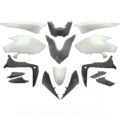 KIT CARENE 15 PEZZI CARENA YAMAHA TMAX T-MAX 530 2017-19  SX / DX  WHITE COMPETITION, CARENE VERSIONE TIPO ORIGINALE MADE IN TAIWAN NO CINA
