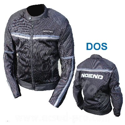 NOEND COOL RIDE MEN BLACK JACKET IN POLYESTER + MESH, WITH CE PROTECTION M