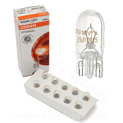 AMPOULE/LAMPE COMPTEUR OSRAM 12V-3W W2.1X9.5D (LAMPE SANS CULOT) (BOITE DE 10 PIECES)