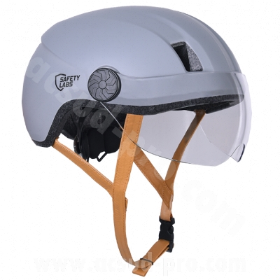 CASQUE VELO ADULTE SAFETY LABS IN-MOLD CITY 2 GRIS AVEC ECLAIRAGE LED INTEGREE T.M (54-57CM)