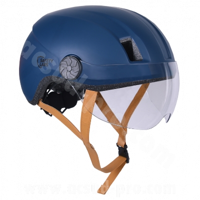 CASQUE VELO ADULTE SAFETY LABS IN-MOLD CITY 2 BLEU AVEC ECLAIRAGE LED INTEGREE T.L (57-61CM)