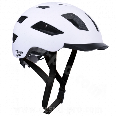CASQUE VELO ADULTE SAFETY LABS IN-MOLD E-BAHN 2.0 BLANC AVEC ECLAIRAGE LED USB INTEGREE T.M (54-57CM)