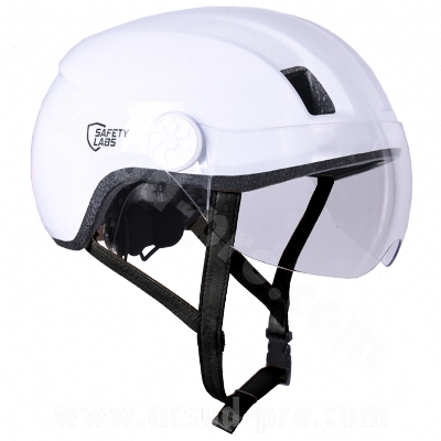 CASQUE VELO ADULTE SAFETY LABS IN-MOLD ENROUTE BLANC AVEC ECLAIRAGE LED INTEGREE T.L (57-61CM)