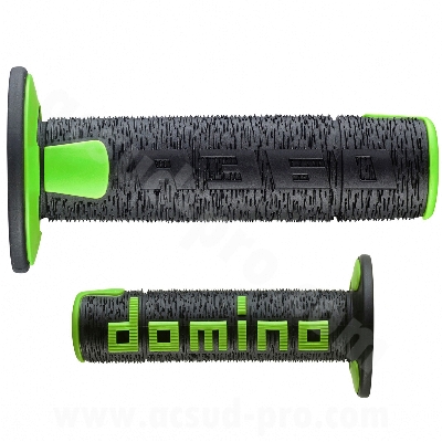 PUÑOS DOMINO OFFROAD  NEGRO / VERDE A360 CLOSED END 120-123mm (PAR)