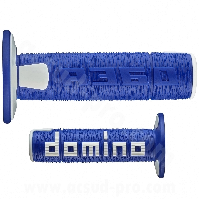 PUÑOS DOMINO OFFROAD  AZUL / BLANCO A360 CLOSED END 120-123mm (PAR)
