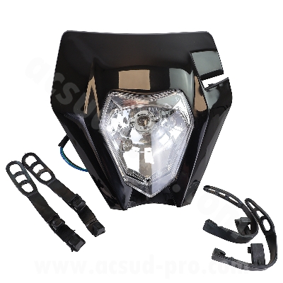 PLAQUE PHARE / TETE DE FOURCHE MOTO UNIVERSEL TYPE KTM NOIR*