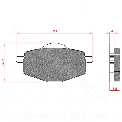 PLAQUETTE DE FREIN MOTO BRENTA ADAPT. YAMAHA XPOWER / TZR50 / DT / YBR 125cc ARRIERE (HOMOLOGUEE ECE R90) BR3085