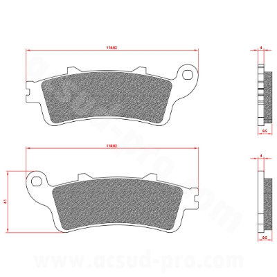 PLAQUETTE DE FREIN MAXISCOOTER BRENTA ADAPT. HONDA PANTHEON 125-150CC 1998-2006 AVANT (HOMOLOGUEE ECE R90) BR3023