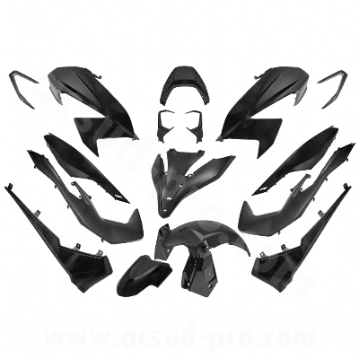 KIT CARROSSERIE ADAPT. HONDA FORZA 125-350CC 2021-2022 NOIR BRILLANT (17 PIECES)