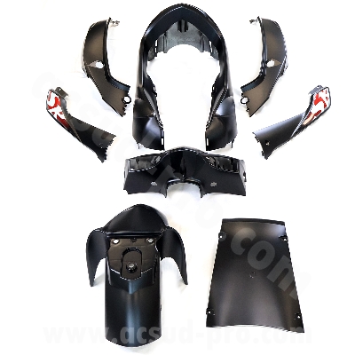 KIT CARROSSERIE ADAPT. SYM SYMPHONY SR50-125CC 2010-2020 NOIR MAT (8 PIECES )