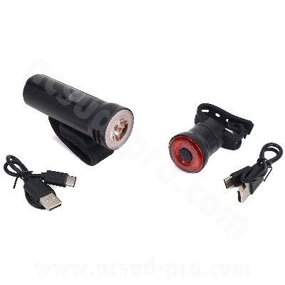 SET DI LUCI A LED PER BICICLETTA ANTERIORE 320 lumen/ POSTERIORE - RICARICA USB-C