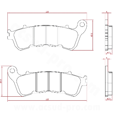 BRAKE PADS BRENTA  HONDA GL GOLDWING 1800 2018-2021 > AR   (HOMOLOGUEE ECE R90) BR4307    
