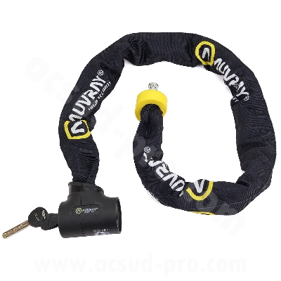 BICYCLE CHAIN LOCK AUVRAY C-BLOC PRO Ø8.5MM / L 90CM  WITH INTEGRATED LOCK - ART2 CERTIFICATION