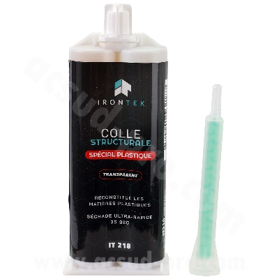 COLLE STRUCTURALE TRANSPARENT 2K PLASTIQUE 35 SEC 50ml  IRONTEK IT218