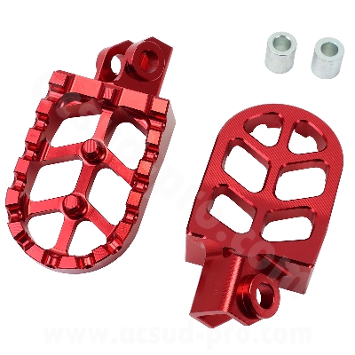 FOOT RESTS CNC CARENZI  (X2) ADAPT RIEJU MRT 50CC RED