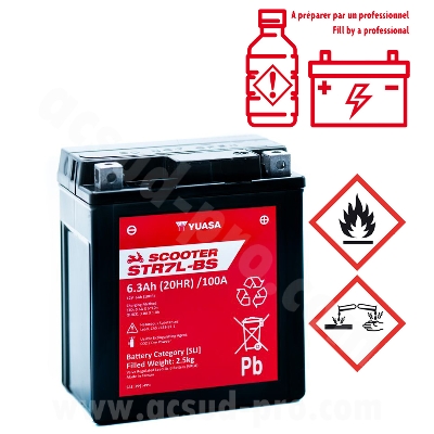 BATTERIA YUASA 12V6.3Ah SENZA  MAN  STR7L-BS CON ACID PACK