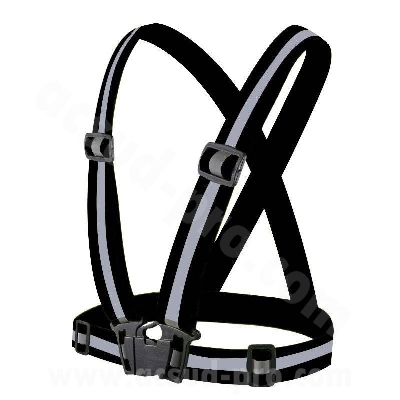 BIKE REFLECTIVE HARNESS VEST 4x1.5cm WITH ELASTIC - BLACK
