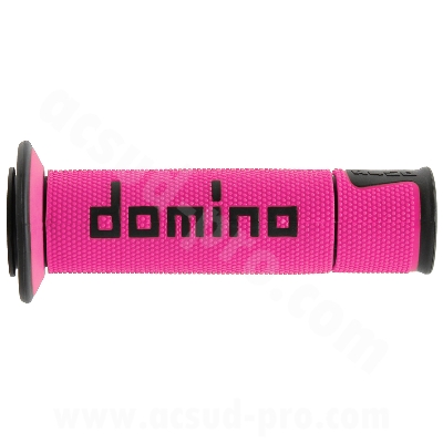 REVETEMENT POIGNEE DOMINO MOTO ON ROAD A450 ROSE NOIR OPEN END 120-125mm (LA PAIRE)