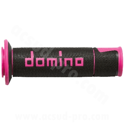 REVETEMENT POIGNEE DOMINO MOTO ON ROAD A450 NOIR / ROSE OPEN END 120-125mm (LA PAIRE)