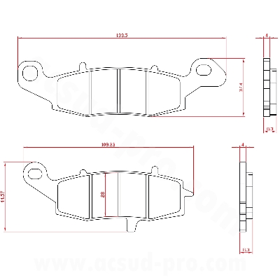 BRAKE PADS BRENTA KAWASAKI 650 ER-6F 2006>2016 AV GAUCHE, 650 KLE VERSYS 2007>2014 AV GAUCHE/SUZUKI 650 SV S 2007>2018> AV, 650 DL V-STROM 2004> AV  (HOMOLOGUEE ECE R90) BR4092            