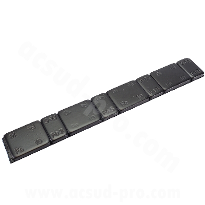 BOITE DE 100 BARETTES  DE MASSE D'EQUILIBRAGE DE ROUES MOTO / SCOOTER ADHESIFS BARETTE 4 X 5g + 4 X 10g EPAISSEUR 4mm ( TOTAL : 6000 GRAMME )  NOIRE 