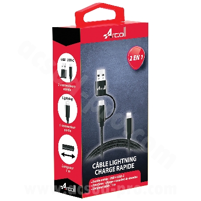CÂBLE CHARGE RAPIDE ARCOLL  IPHONE ( 1 METRE )