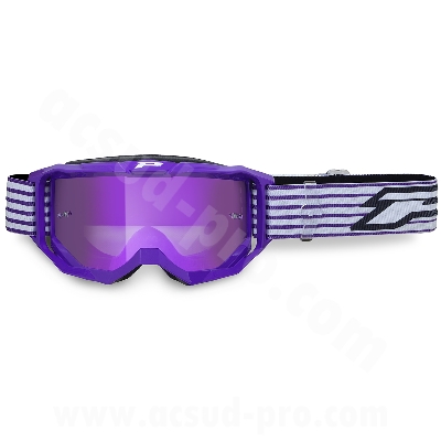 MASQUE / LUNETTES CROSS MOTO PROGRIP 3300 FL VISION GO MULTILAYERED VIOLET ECRAN MIROIR VIOLET ANTI-RAYURES/ANTI U.V./ANTI-BUEE (HOMOLOGUE CE-EN-N- AC-96025 REV.2)