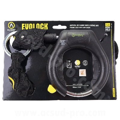 ANTIFURTO PER BICICLETTA AUVRAY SET FERRO DI CAVALLO EVO LOCK + CATENA LASSO PLUG  8,5 X 8,5 X 900 - OMOLOGATO ART / SRA