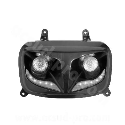 2 HALOGEN HEADLIGHT+WHITE LEDS TO FIT BOOST04 BLACK